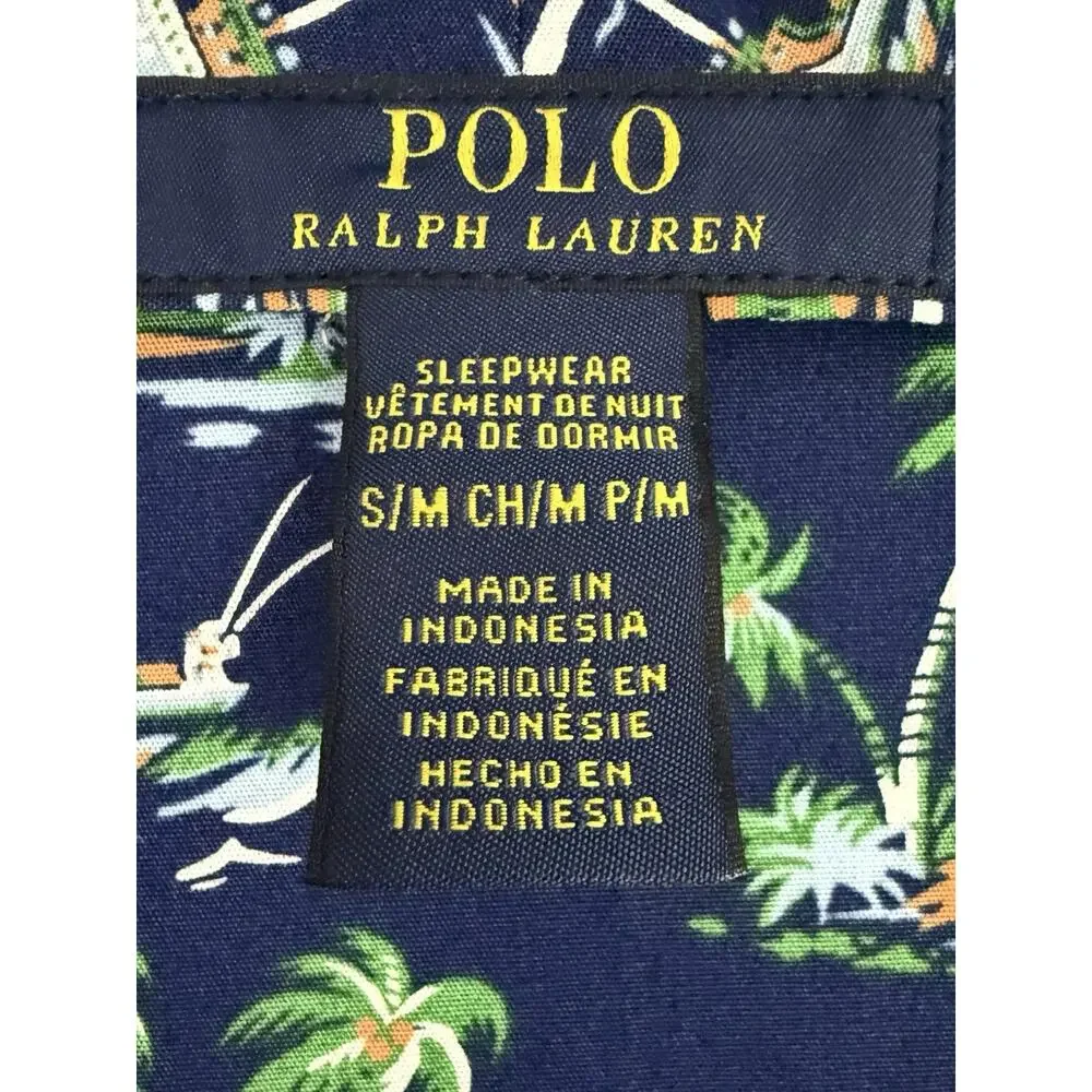 Polo Ralph Lauren Robe Mens Small Medium Navy Scenic Island Sailboat Cotton NWT